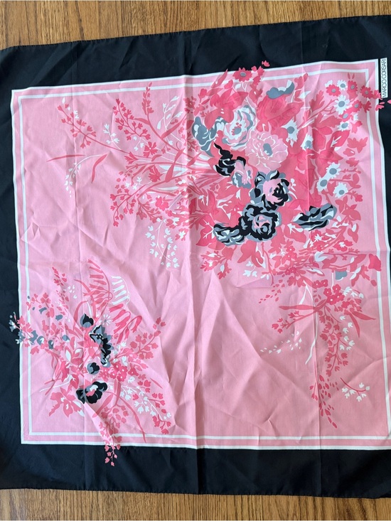 Accessories - Marco Corsari Floral Pink Silk Scarf with Black Border